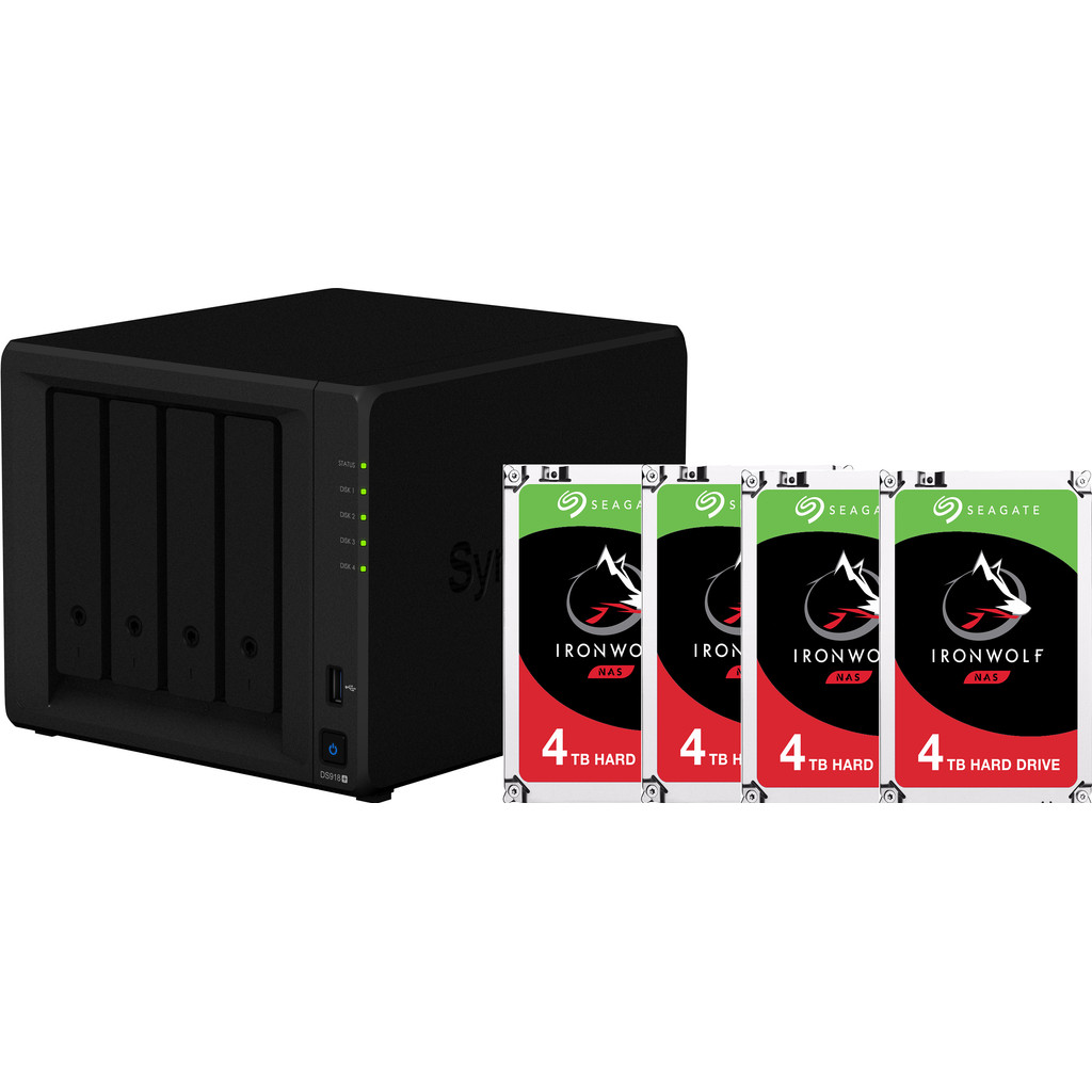Synology Ds918 Met 4X Seagate Ironwolf 4 Tb Harde Schijf synology kopen in de aanbieding Synology Ds918 Met 4X Seagate Ironwolf 4 Tb Harde Schijf synology kopen in de aanbieding