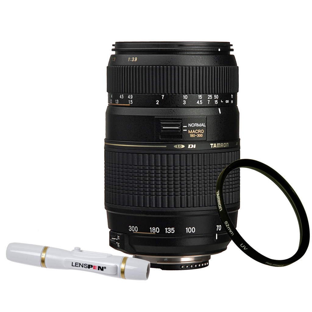 Tamron AF-D 70-300mm f/4.0-5.6 Di LD Nikon FX + UV-Filter 62mm + Elite Lenspen