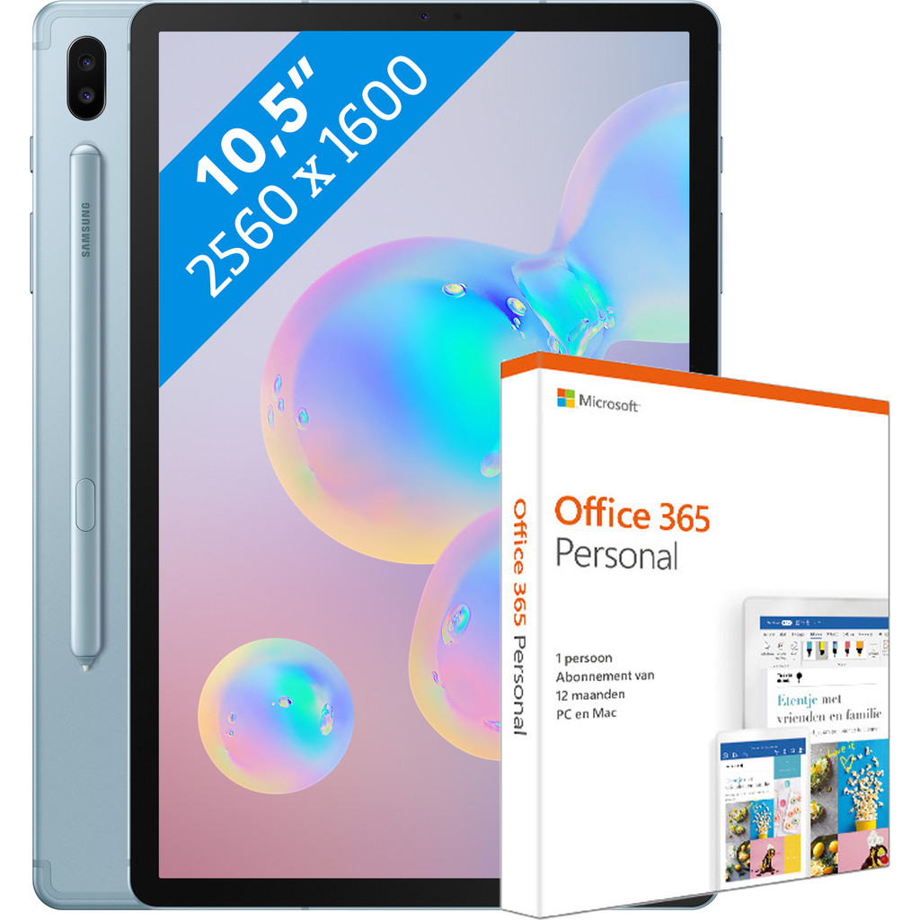 Samsung Galaxy Tab S6 128GB WiFi Blauw + MS Office 365 Personal