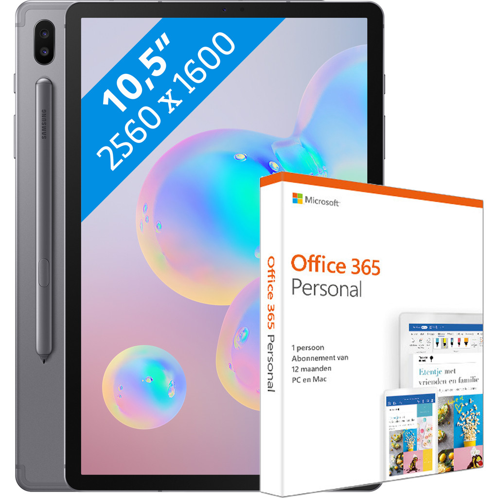 Samsung Galaxy Tab S6 128GB WiFi Grijs + MS Office 365 Personal