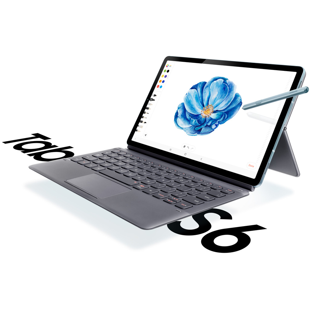 Samsung Galaxy Tab S6 128GB WiFi Blauw + Keyboard Case Grijs