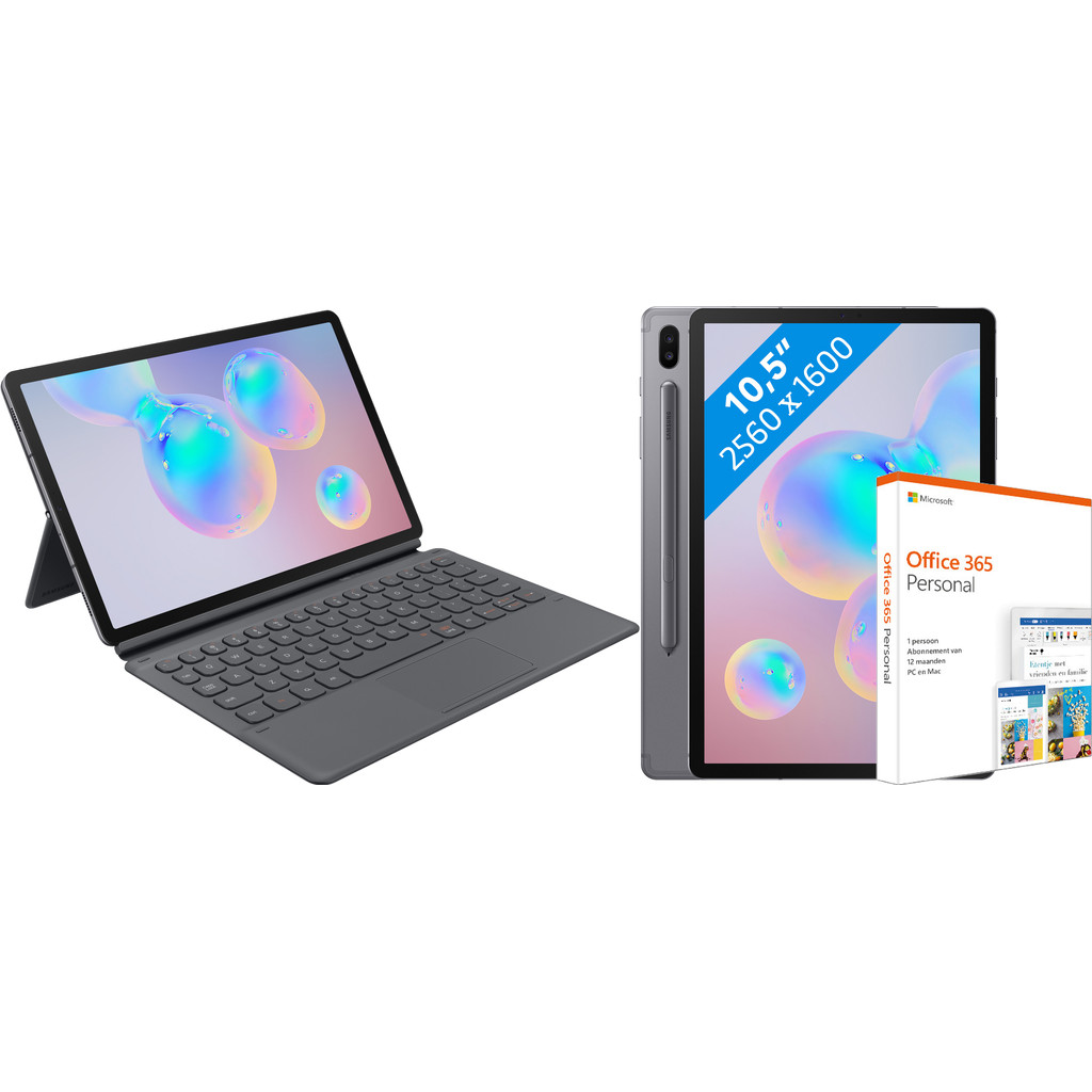 Samsung Galaxy Tab S6 256GB WiFi Grijs Toetsenbord hoes Office 365 1 jaar