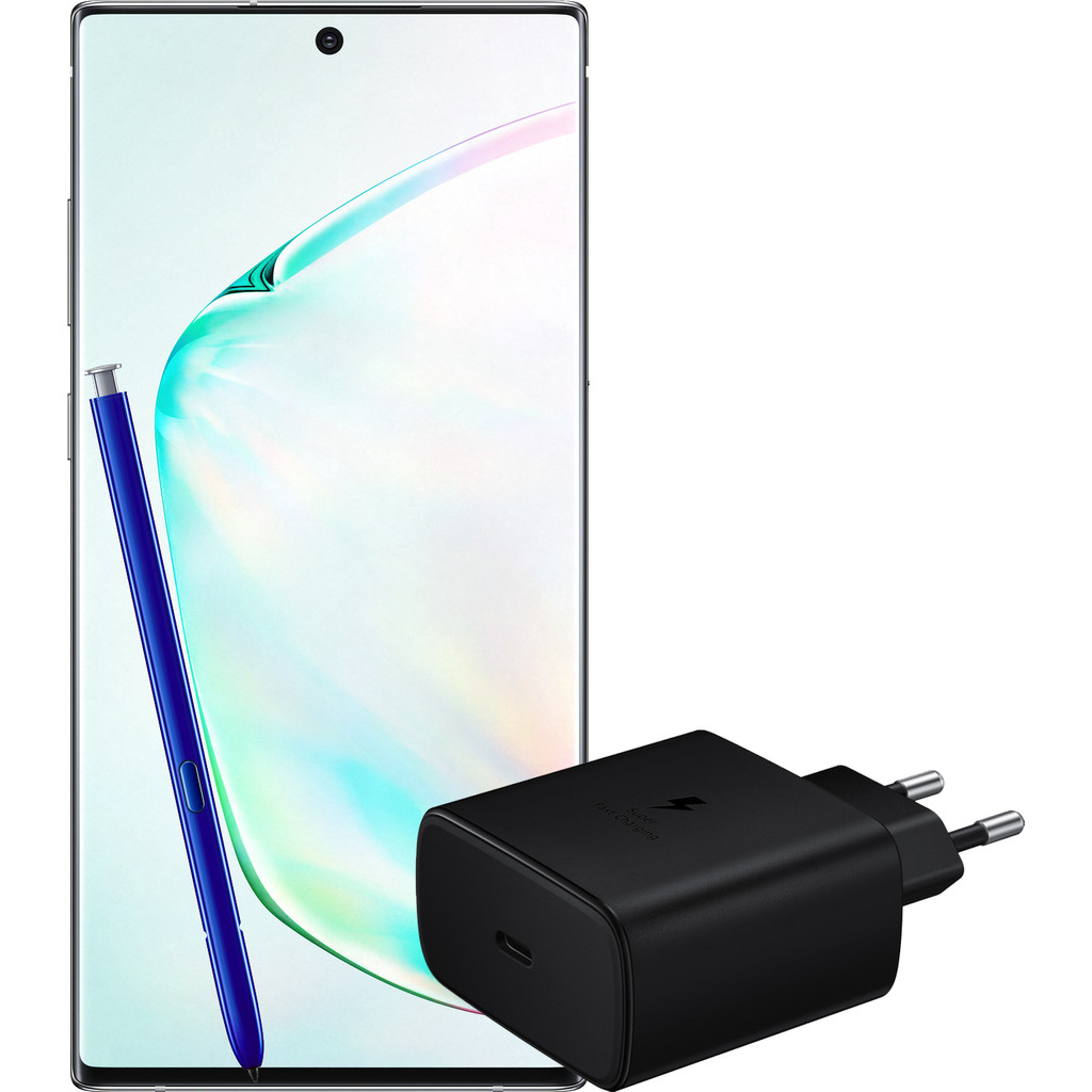 Samsung Galaxy Note 10 Plus 256 GB Zilver Extra Samsung Oplader 45W met Power Delivery