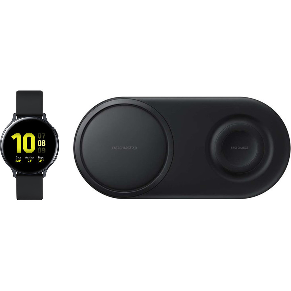 Samsung Galaxy Watch Active2 Zwart 44 mm Samsung Draadloze Oplader DUO Pad Zwart