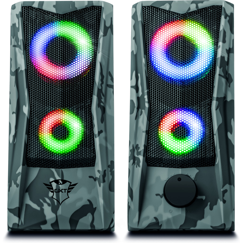 Trust Gaming GXT 606 Javv RGB verlichte 2.0 Pc Speaker - Grijs camo