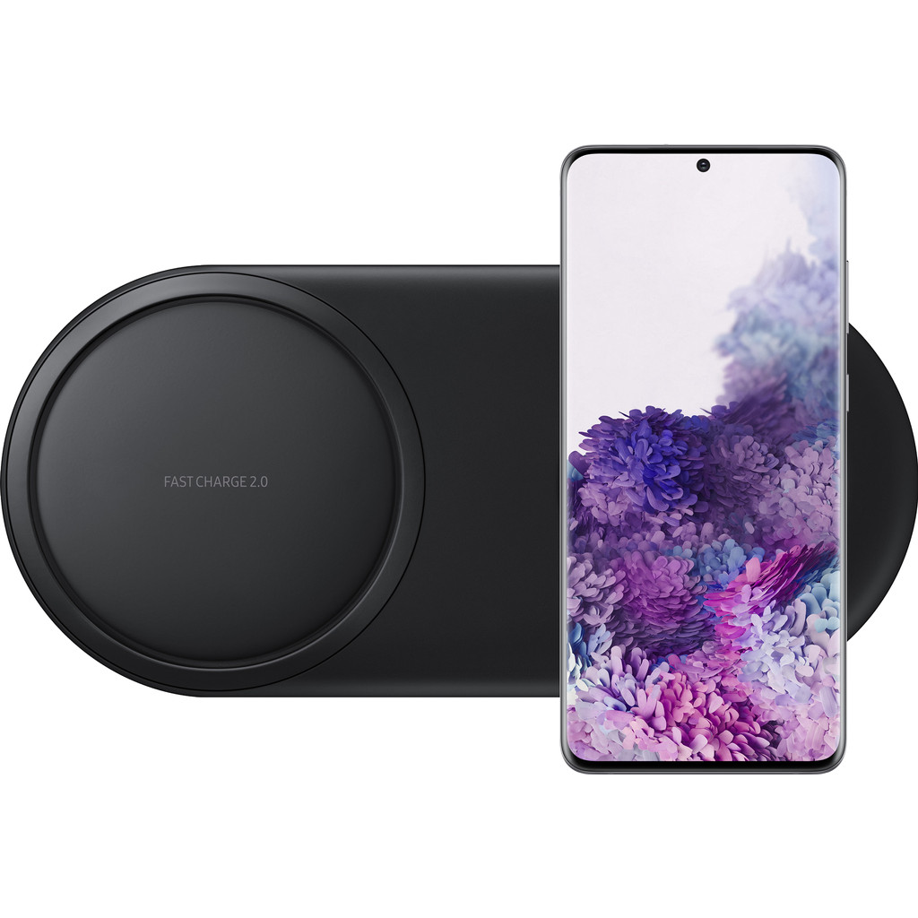 Samsung Galaxy S20 Plus 128GB Grijs 5G + Samsung Draadloze Oplader DUO Pad Zwart-128 GB opslagcapaciteit 6,7 inch quad hd scherm Android 10.0