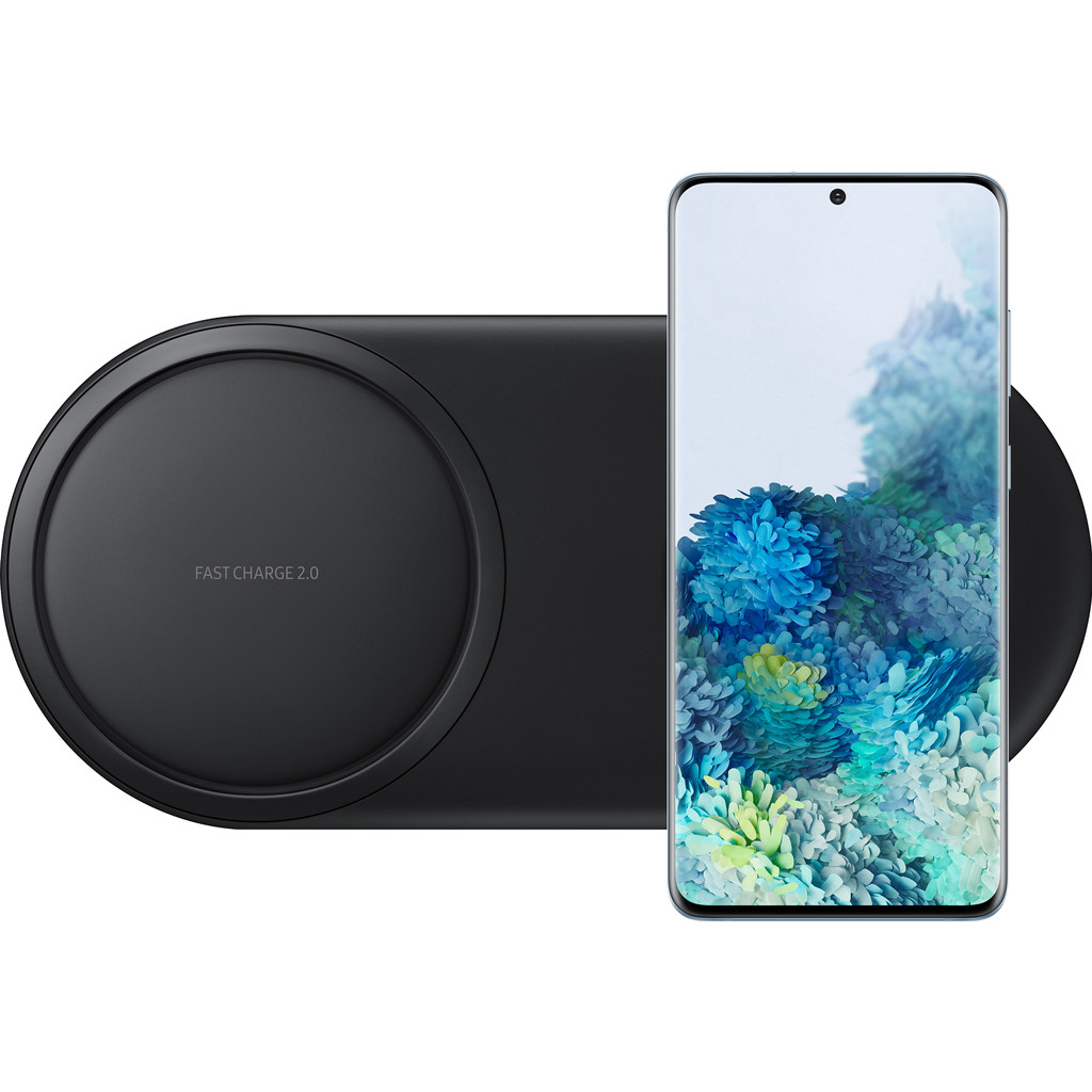 Samsung Galaxy S20 Plus 128GB Blauw 5G + Samsung Draadloze Oplader DUO Pad Zwart-128 GB opslagcapaciteit 6,7 inch quad hd scherm Android 10.0