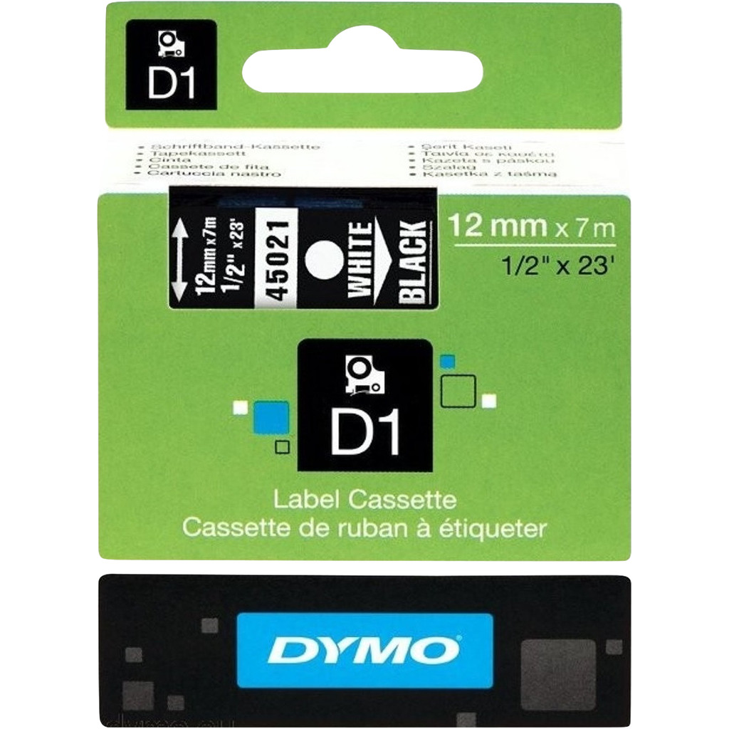 DYMO D1 Tape Wit-Zwart (12 mm x 7 m)