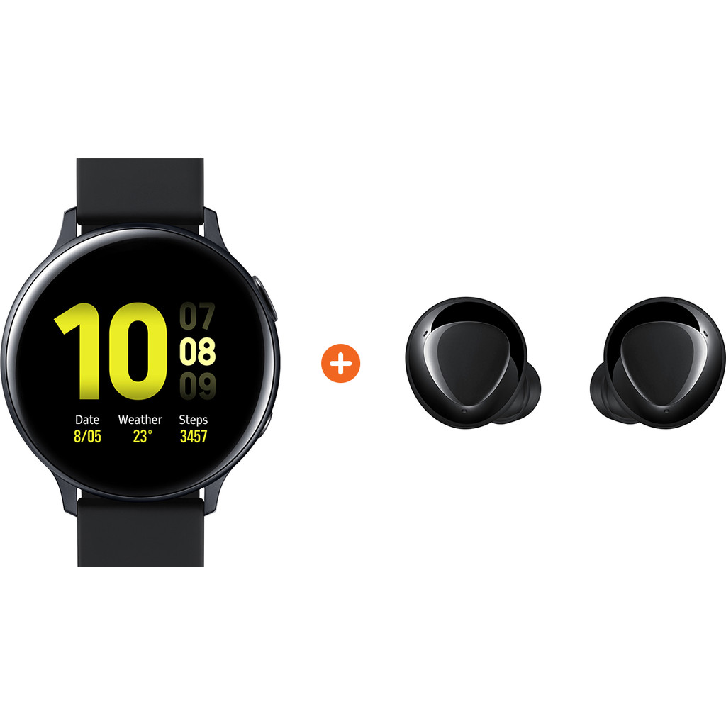Samsung Galaxy Watch Active2 Zwart 44 mm Aluminium Galaxy Buds Plus Zwart