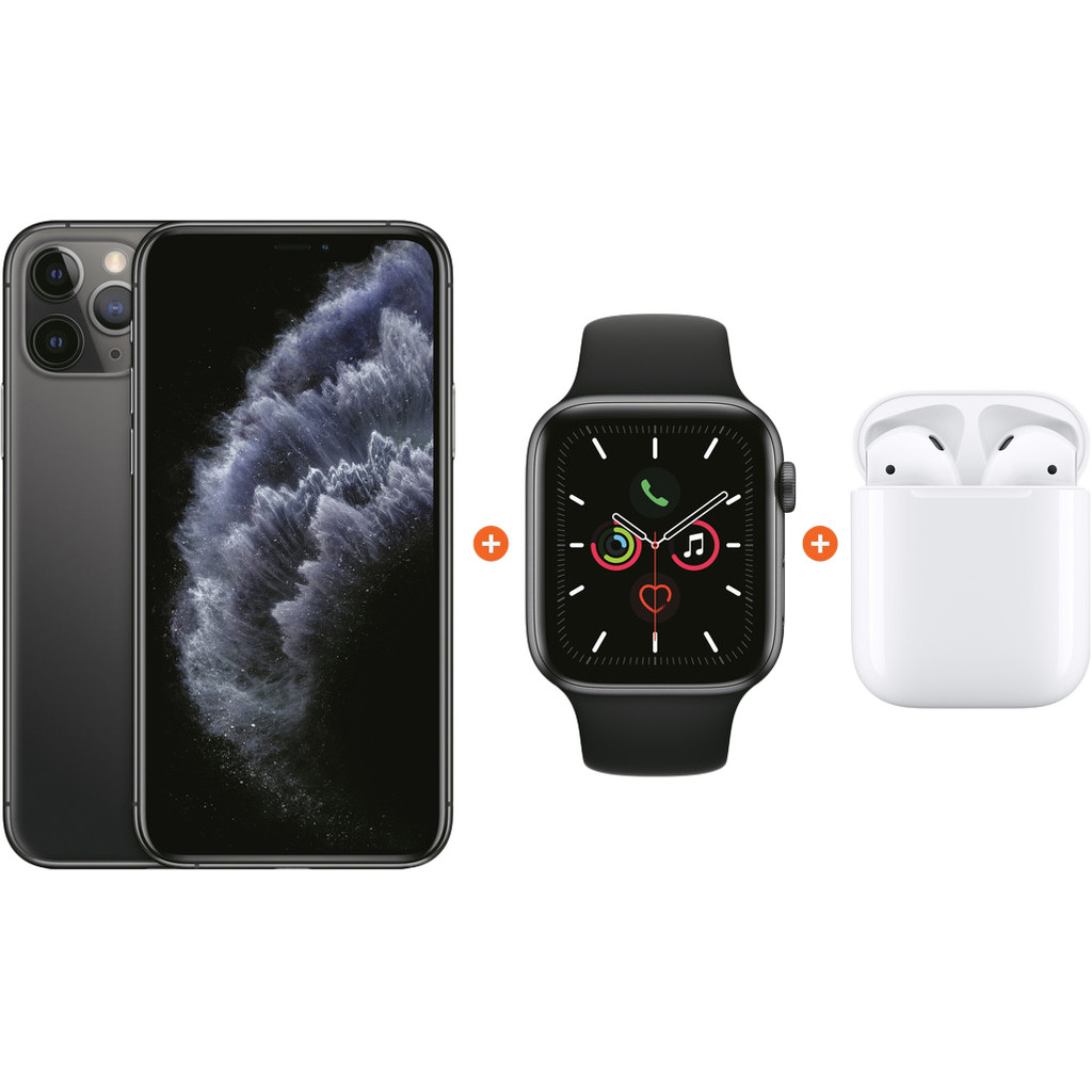 Apple iPhone 11 Pro 64 GB Space Gray Apple Watch 5 44mm Apple AirPods 2 met oplaadcase