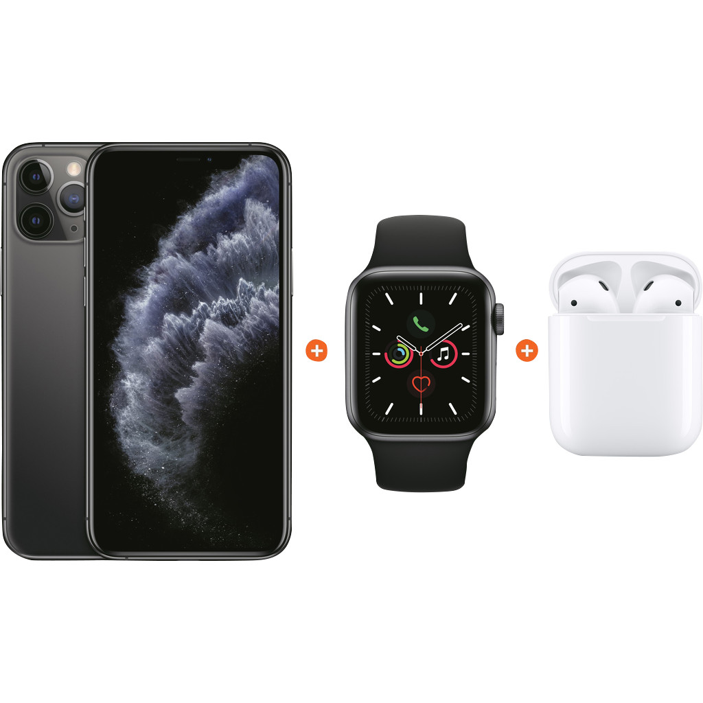 Apple iPhone 11 Pro 64 GB Space Gray Apple Watch 5 40mm Apple AirPods 2 met oplaadcase
