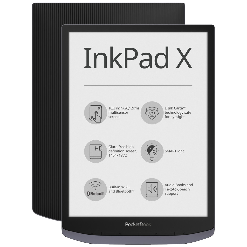 PocketBook InkPad X eBook-reader 26.2 cm (10.3 inch) Metallic, Grijs