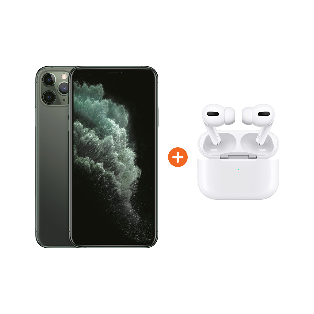 Apple iPhone 11 Pro Max 256 GB Midnight Green Apple AirPods Pro met Draadloze Oplaadcase