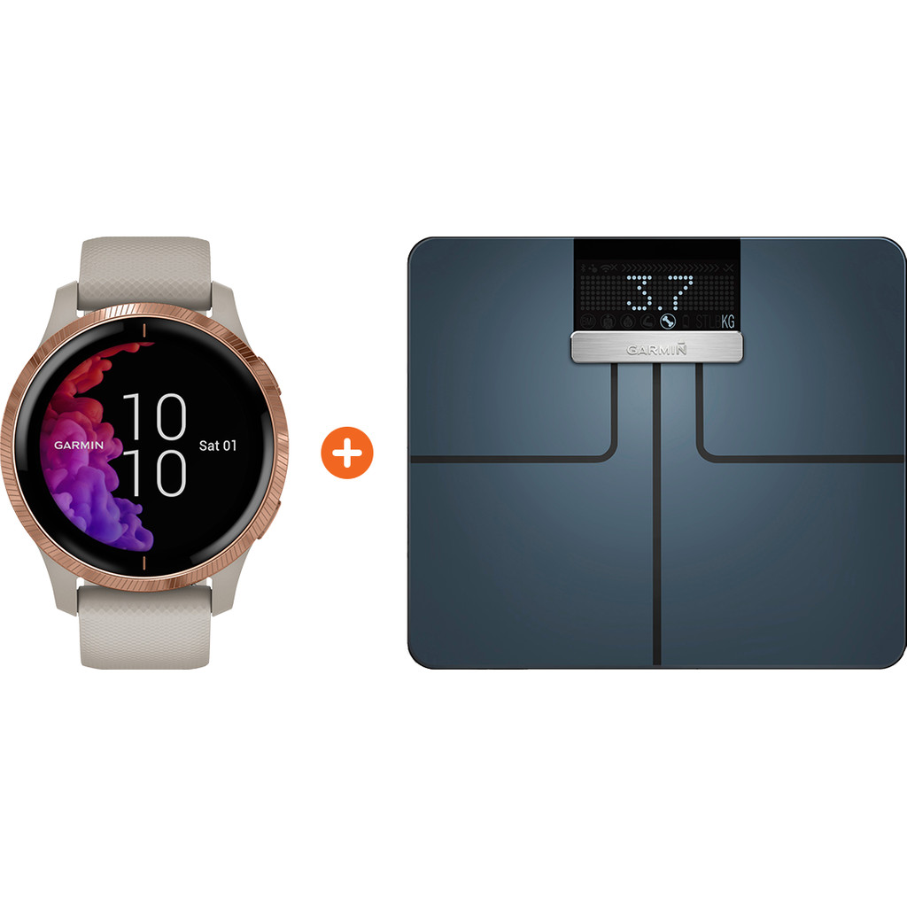 Garmin Venu Rosé Goud Beige Garmin Index Smart Scale Zwa