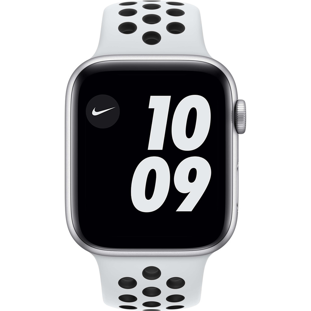 Apple Watch Nike Series 6 44mm Zilver Aluminium Witte Sportband