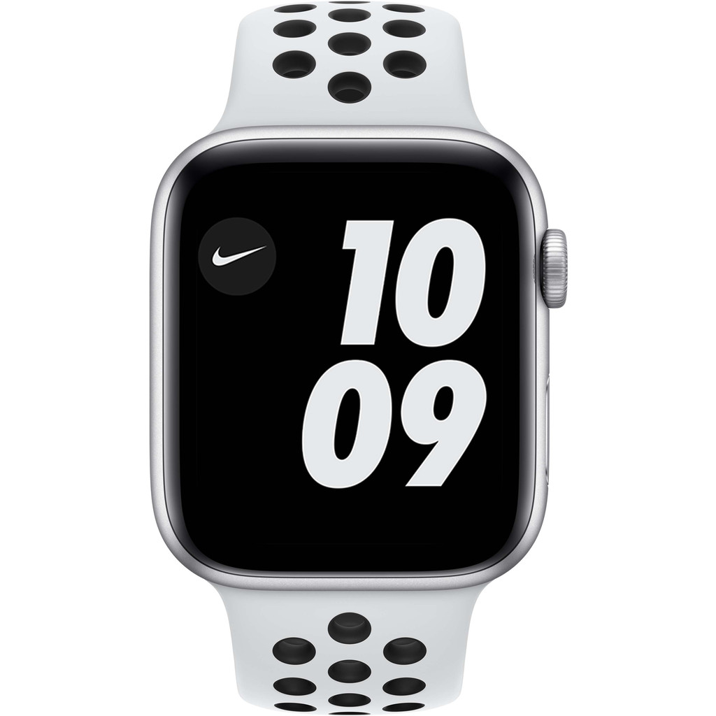 Apple Watch Nike SE 44mm Zilver Aluminium Witte Sportband