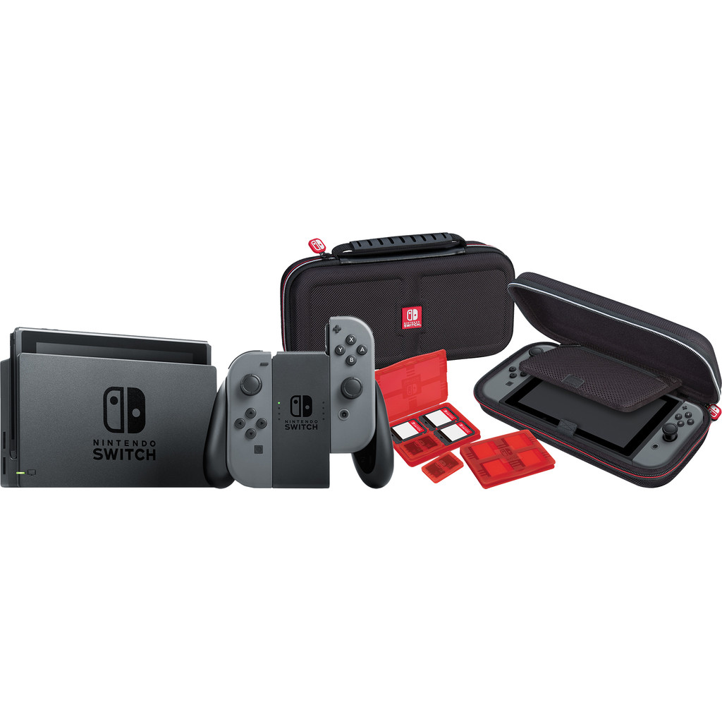 Nintendo Switch (2019 Upgrade) Grijs + Bigben Nintendo Switch Travel Case Zwart