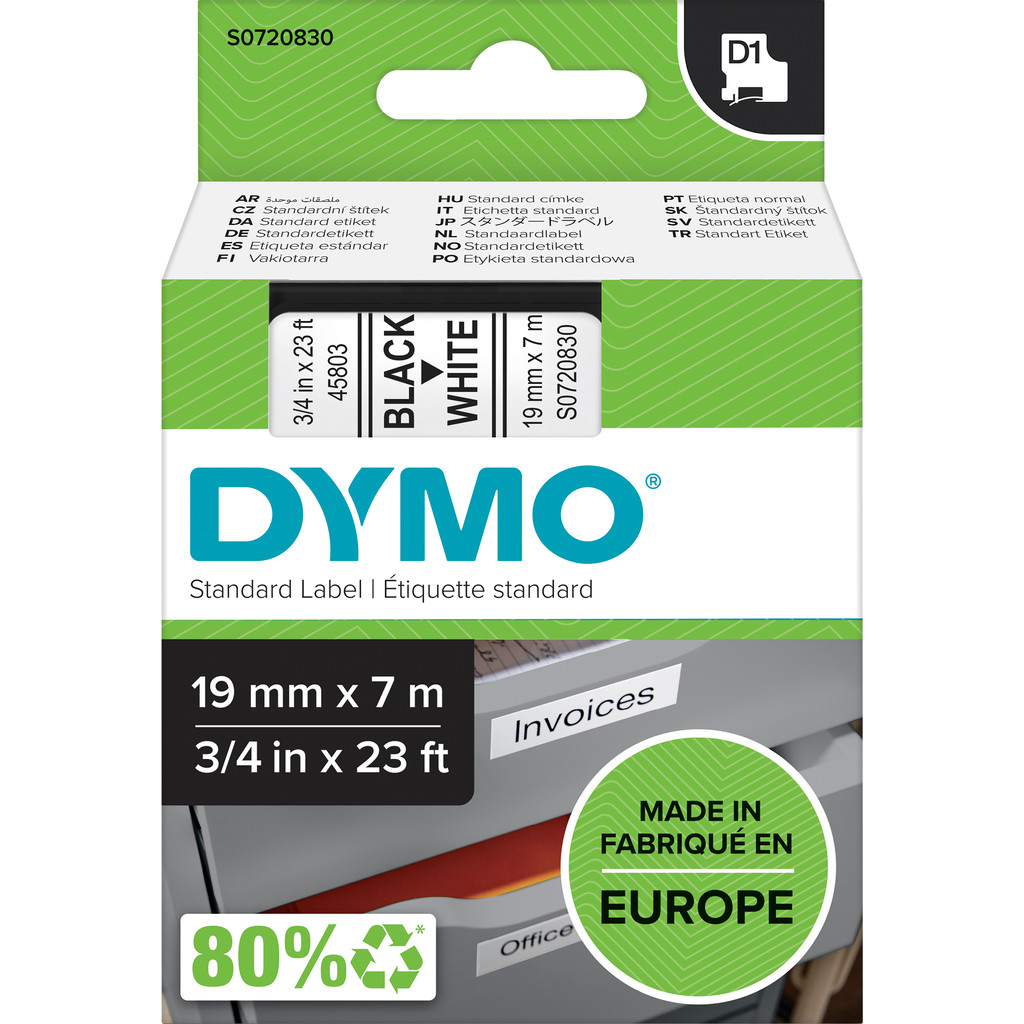 Afbeelding van product Labelcassette Dymo D1 - Breedte 19 mm