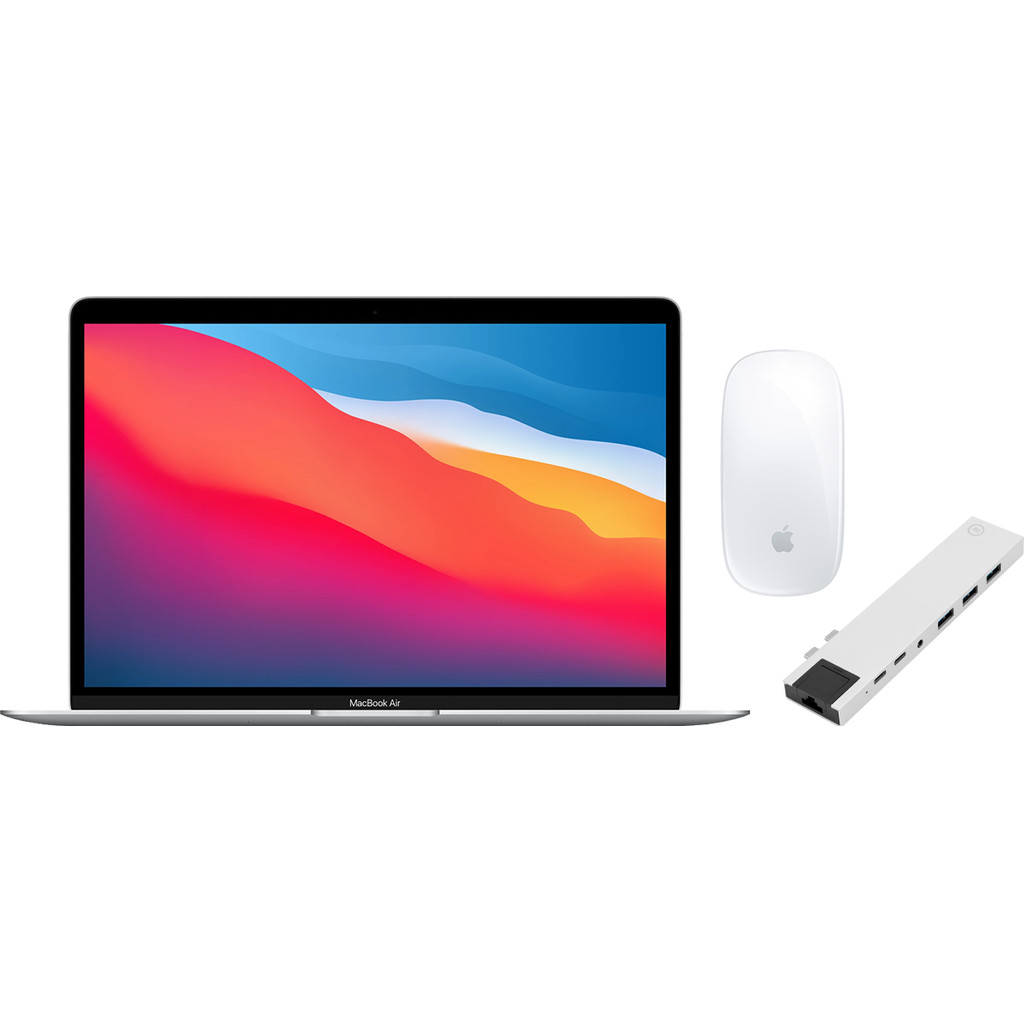Apple MacBook Air (2020) MGN93N/A Zilver + Docking Station + Magic Mouse (2021)
