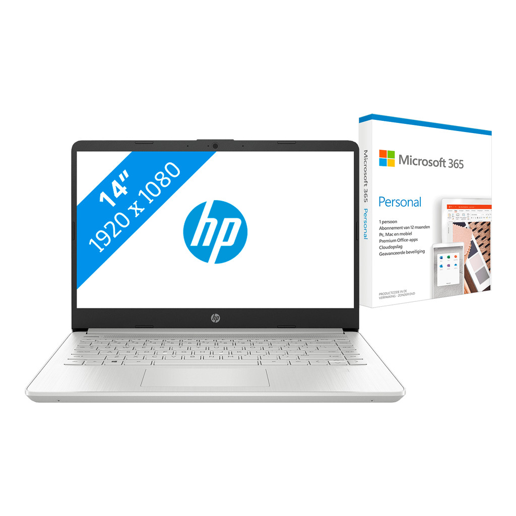 HP 14s-dq2950nd + Microsoft 365 Personal NL Abonnement 1 jaar