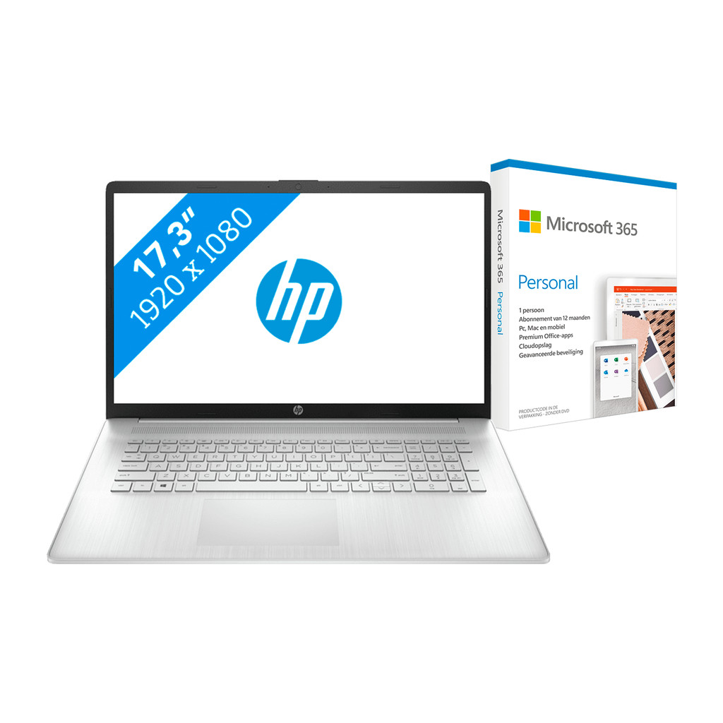 HP 17-cn0950nd + Microsoft 365 Personal NL Abonnement 1 jaar