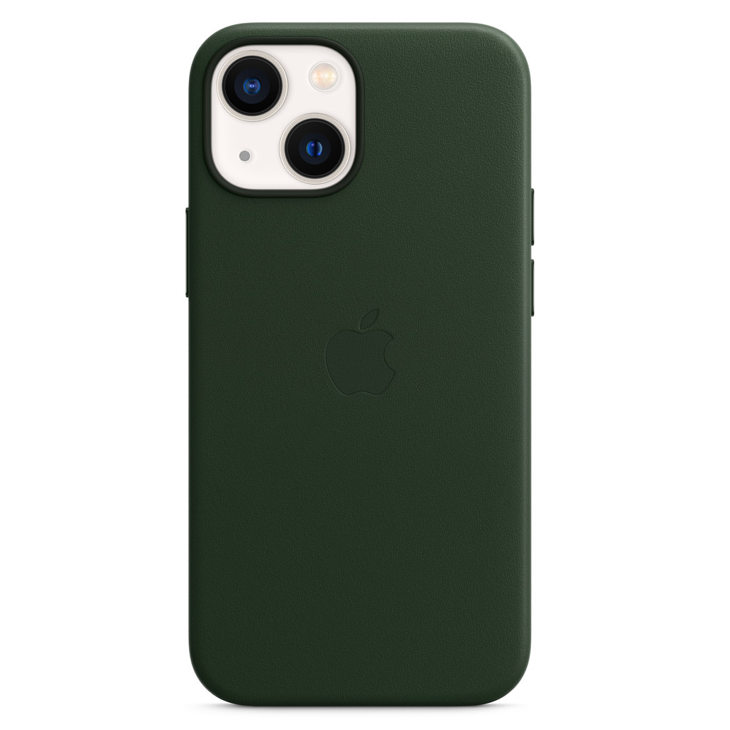 Apple iPhone 13 mini Back Cover met MagSafe Leer Sequoia-groen