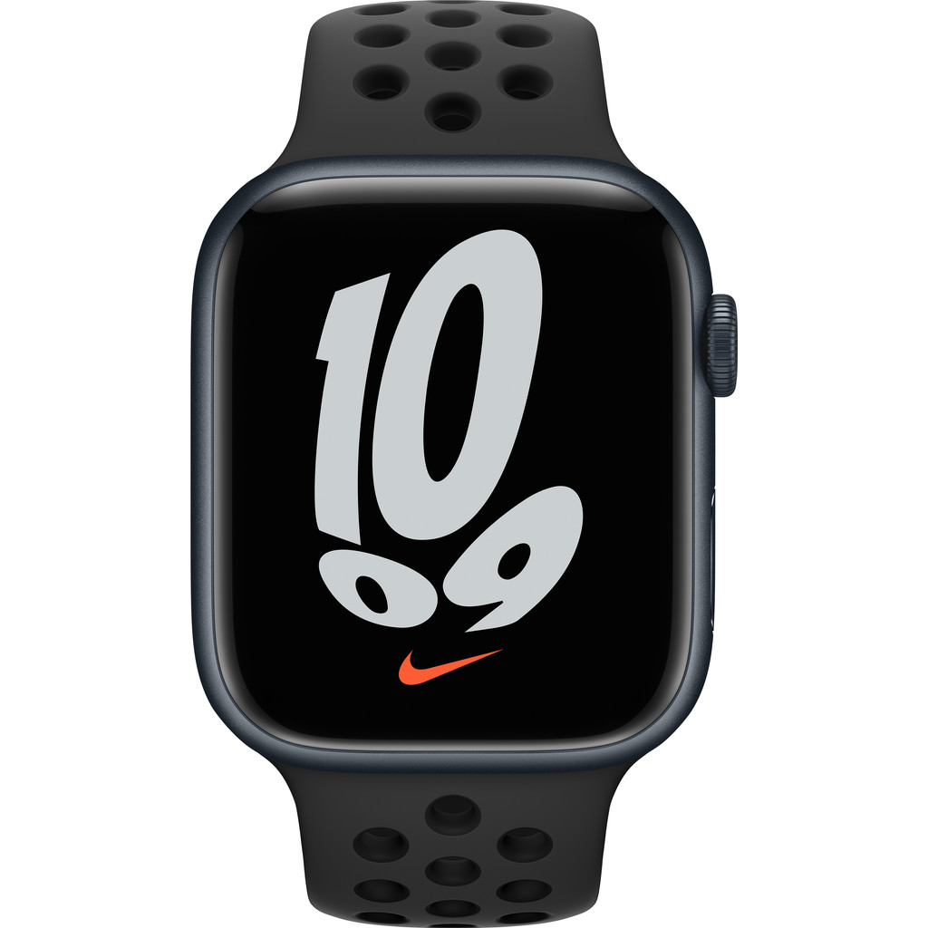 Apple Watch Nike Series 7 45mm Middernacht Aluminium Zwarte Sportband