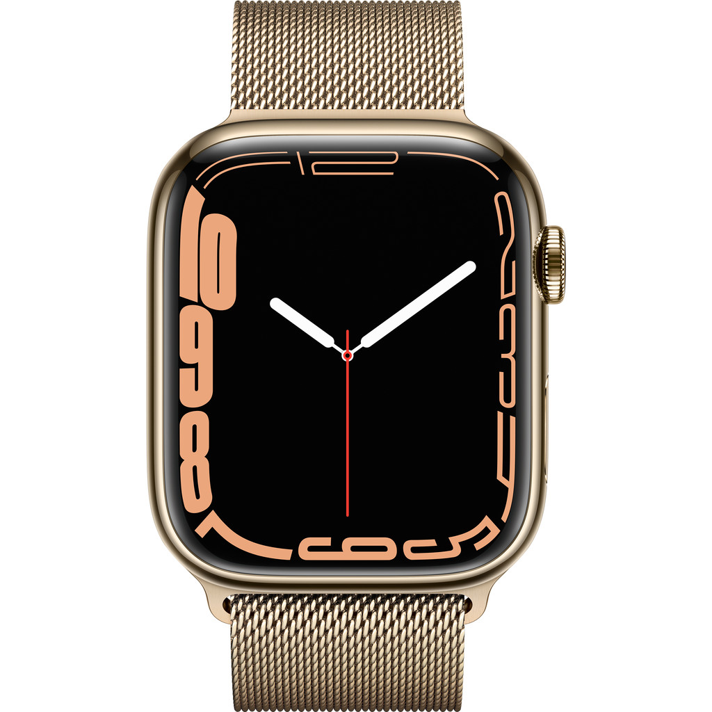 Apple Watch Series 7 4G 45mm Goud Rvs Milanese Polsband