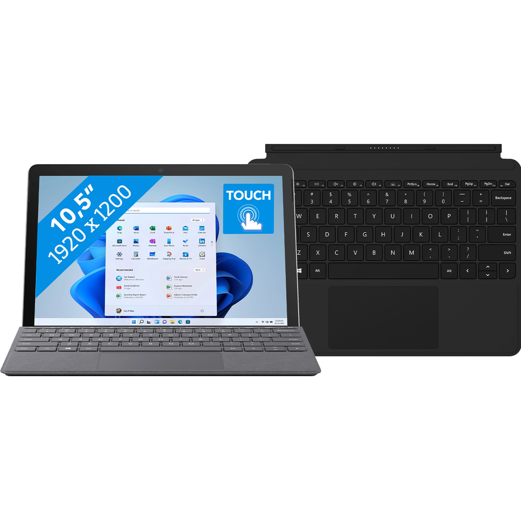 Microsoft Surface Go 3 - 8 GB - 128 GB + Microsoft Surface Go Type Cover QWERTY Zwart