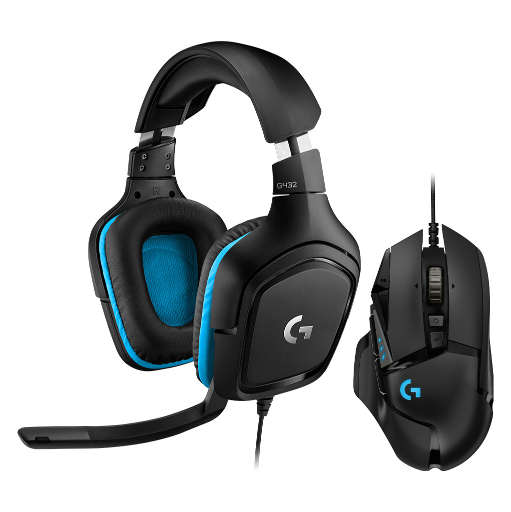 Logitech G502 Mouse + G432 7.1 Surround Sound Wired Gaming Headset