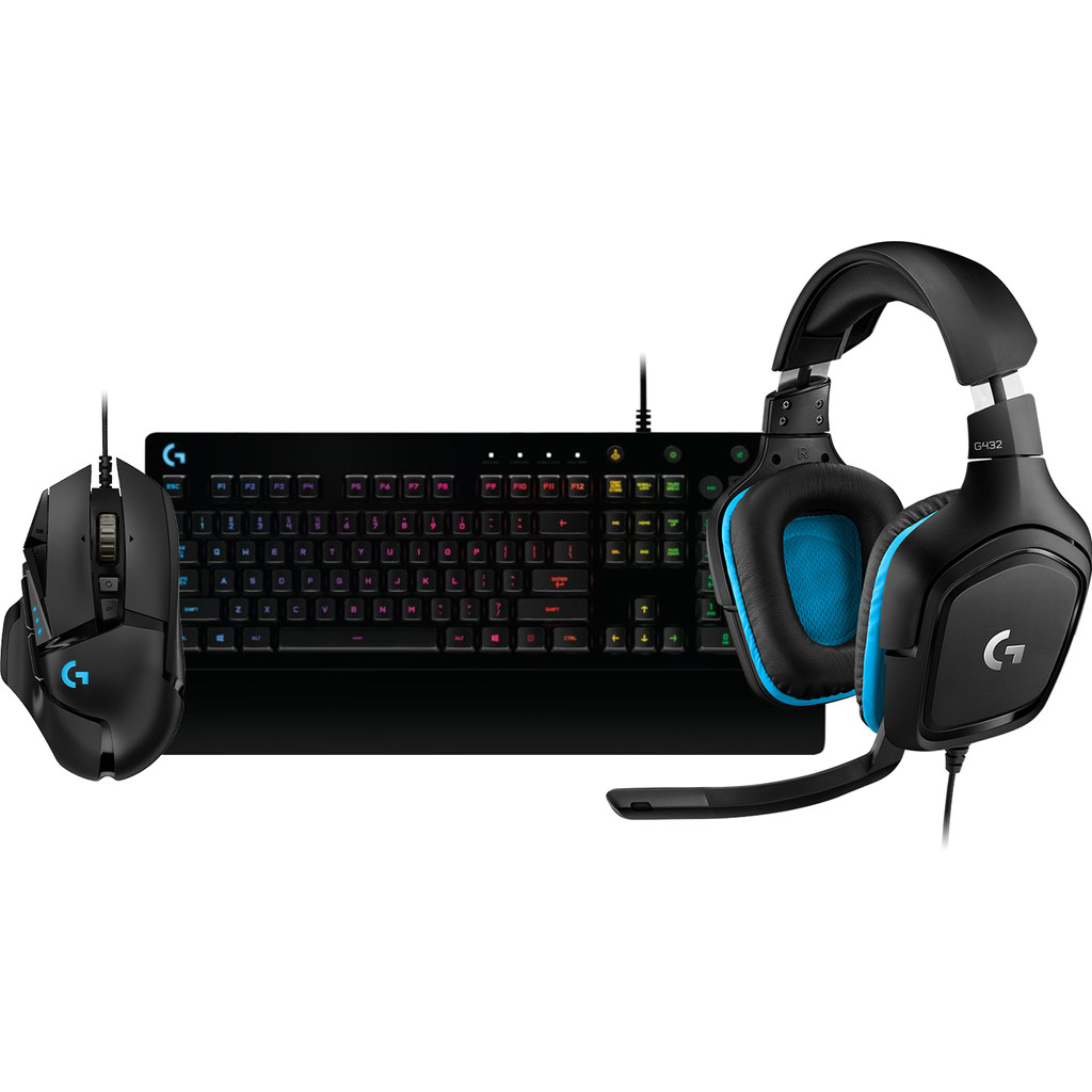Logitech G502 Gaming Mouse & Wired Gaming Headset + Logitech G213 Toetsenbord QWERTY