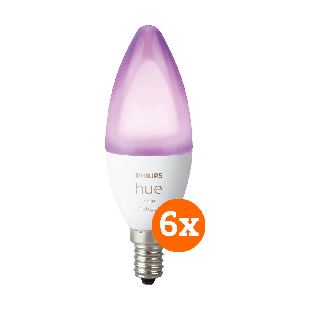 Coolblue Philips Hue White and Color E14 6-Pack aanbieding