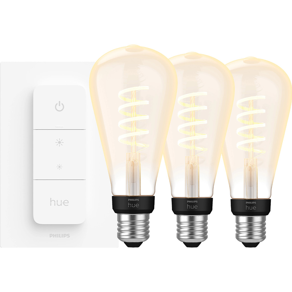 Philips Hue Filament White Ambiance Edison XL 3-pack + dimme