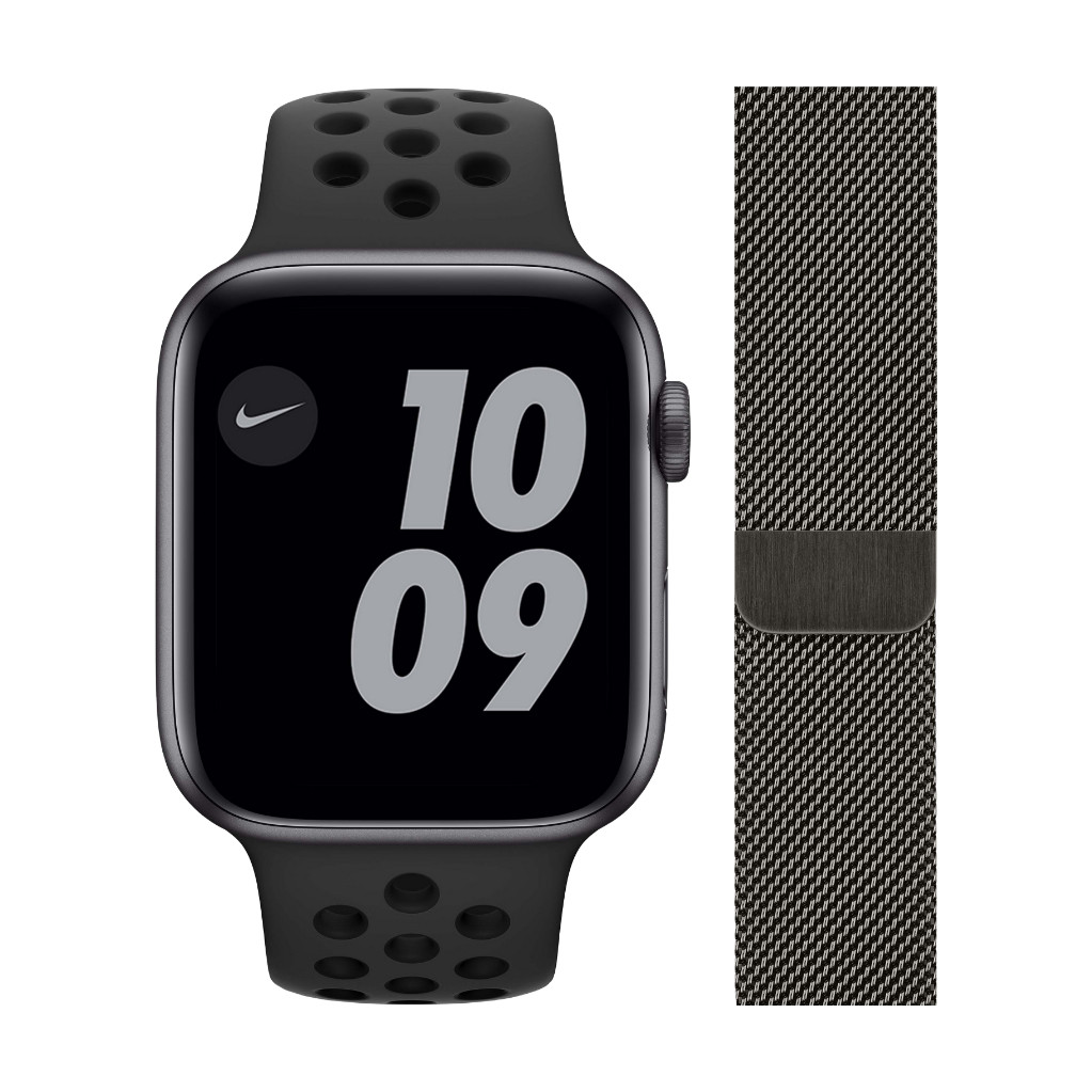 Apple Watch Nike Series 6 40mm Space Gray Aluminium Zwarte Sportband + Milanees Grafiet