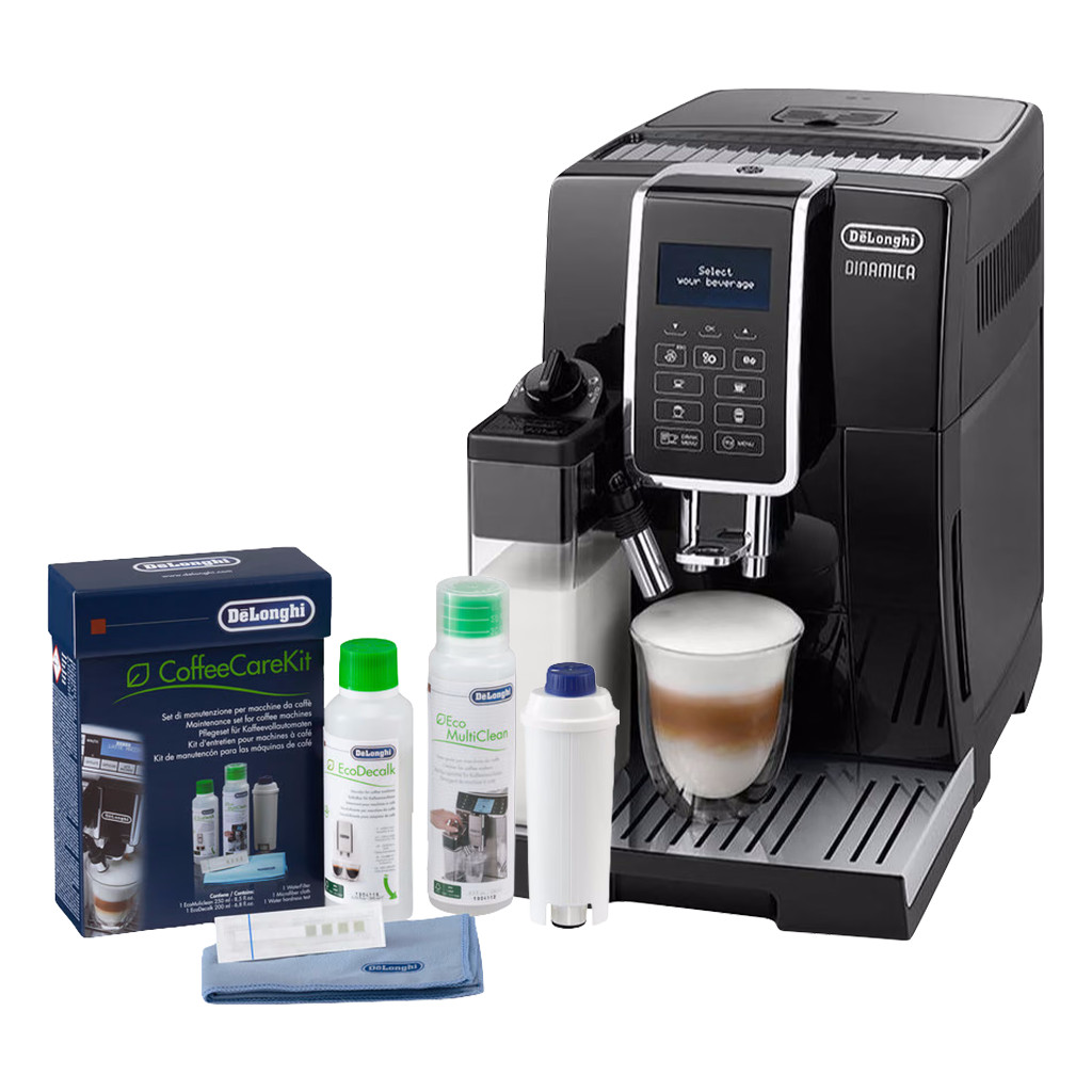 Coolblue De'Longhi Dinamica ECAM350.55.B + Coffee Care Kit aanbieding