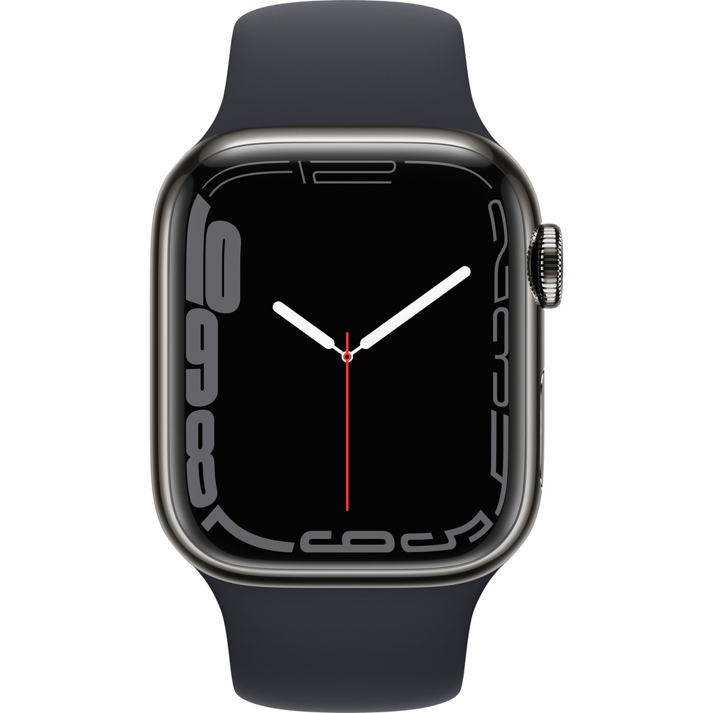 Apple Watch Series 7 4G 45mm Grafiet Rvs Middernacht Sportband