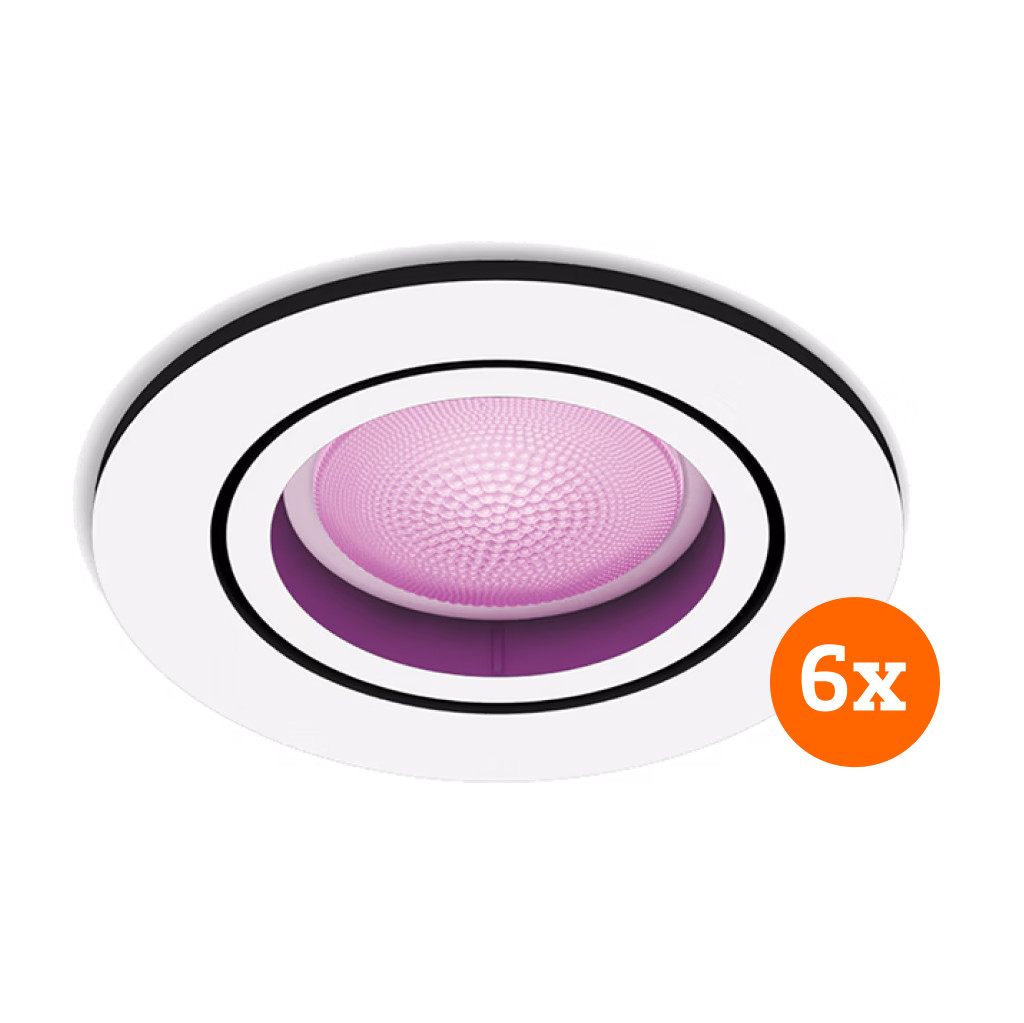 Coolblue Philips Hue Centura inbouwspot White and Color rond Wit 6-pack aanbieding