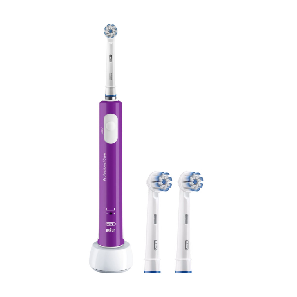 Coolblue Oral-B Junior 6+ paars + Sensitive Clean Opzetborstels (2 stuks) aanbieding