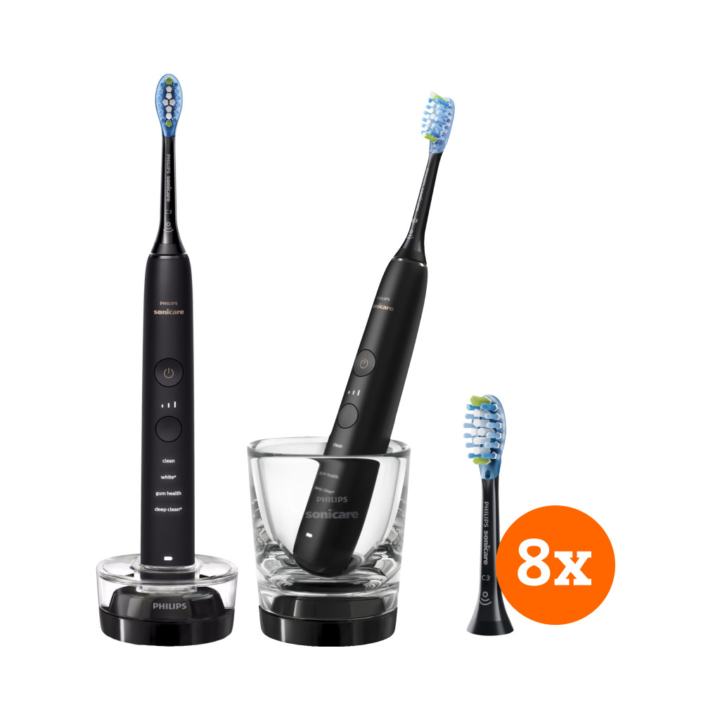 Coolblue Philips DiamondClean 9000 HX9914/54 duopack + Premium Plaque Defense opzetborstels 8 stuks aanbieding