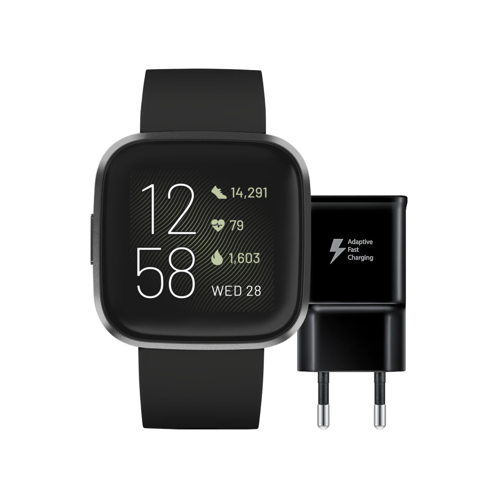 Fitbit Versa 2 + Samsung Adaptive Fast Charging Oplader 15W Zwart