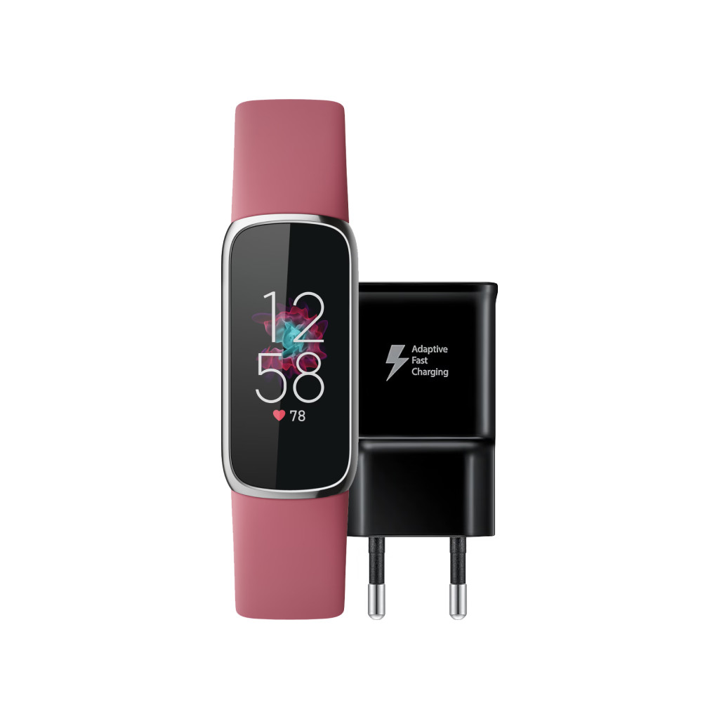 Fitbit Luxe Roze/Zilver + Samsung Adaptive Fast Charging Oplader 15W Zwart