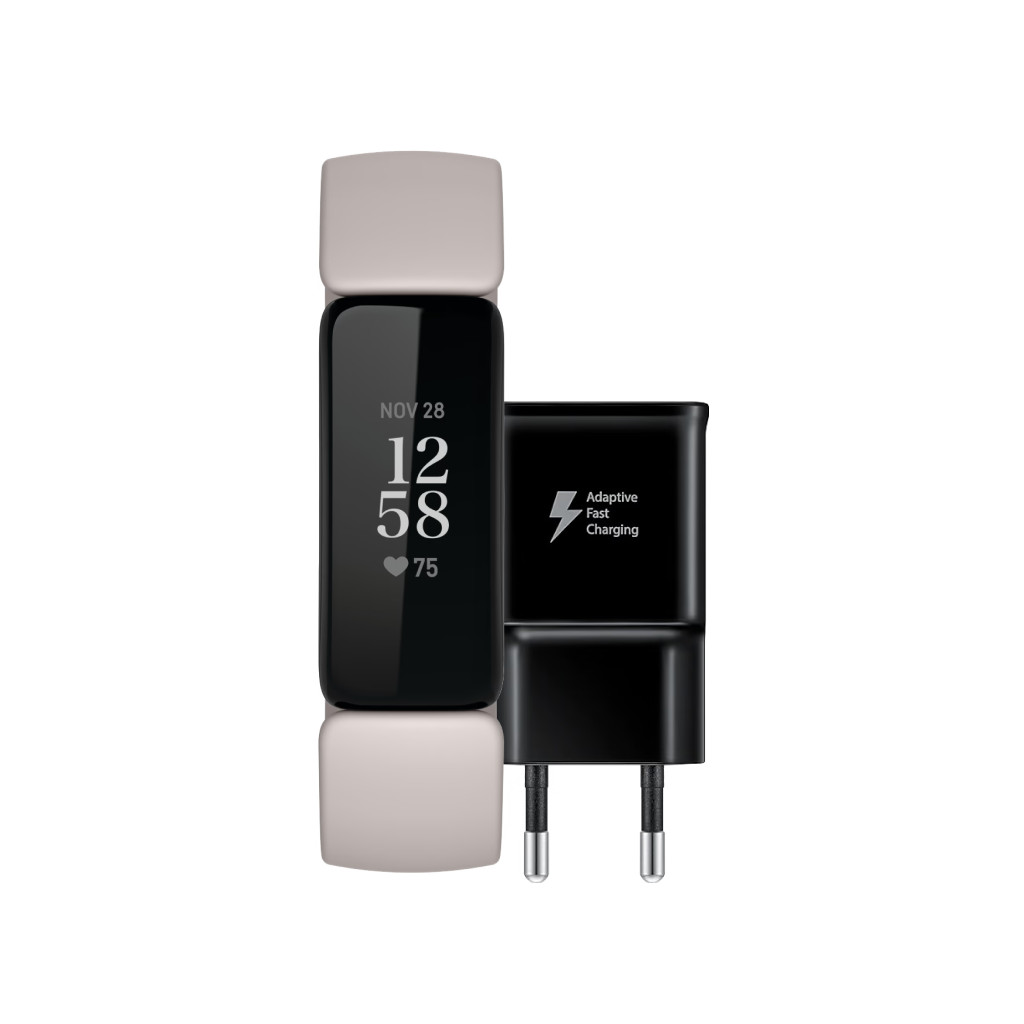 Fitbit Inspire 2 Wit + Samsung Adaptive Fast Charging Oplader 15W Zwart