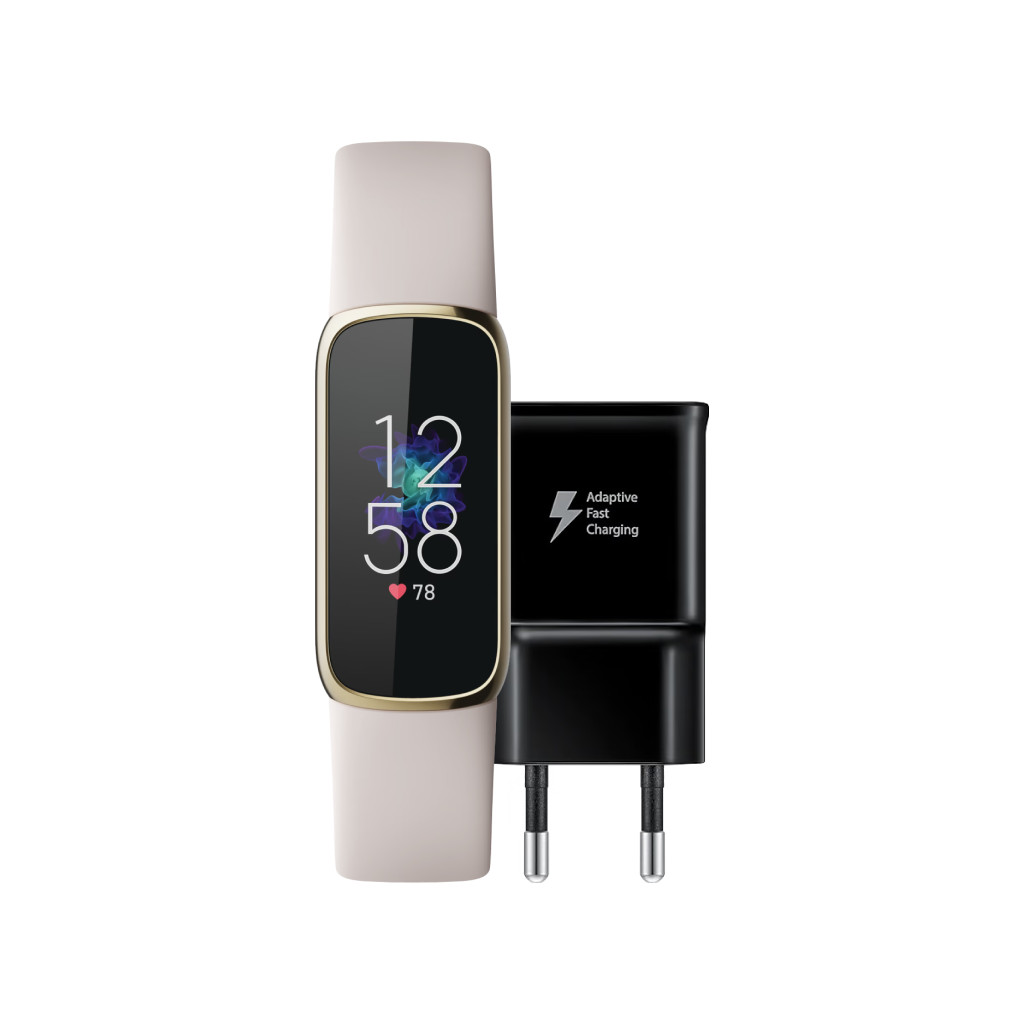 Fitbit Luxe Wit/Goud + Samsung Adaptive Fast Charging Oplader 15W Zwart