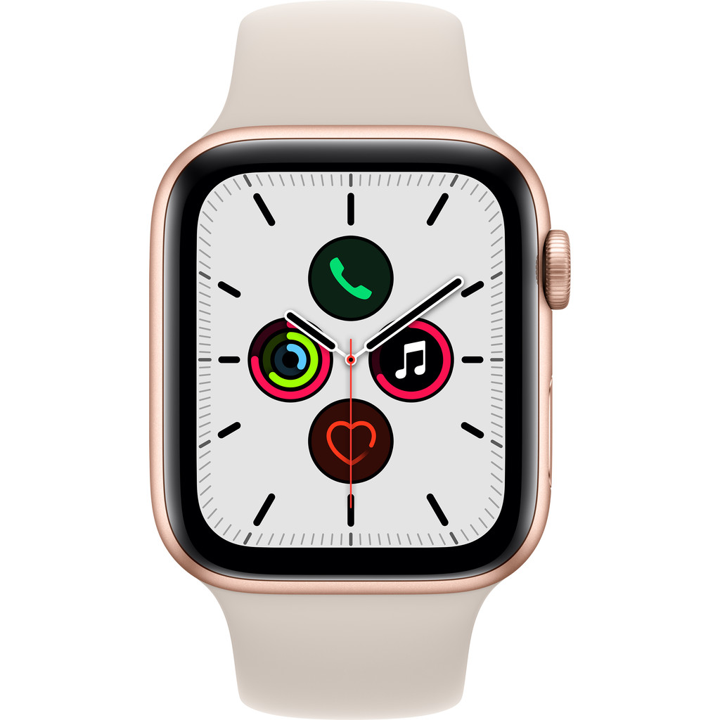 Apple Watch SE 44mm Roségoud Aluminium Crème Sportband