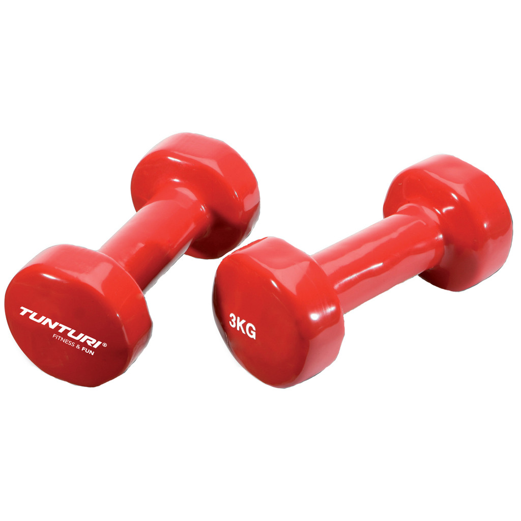 Tunturi Vinyl Dumbbells 2X 3 Kg Red tunturi kopen in de aanbieding