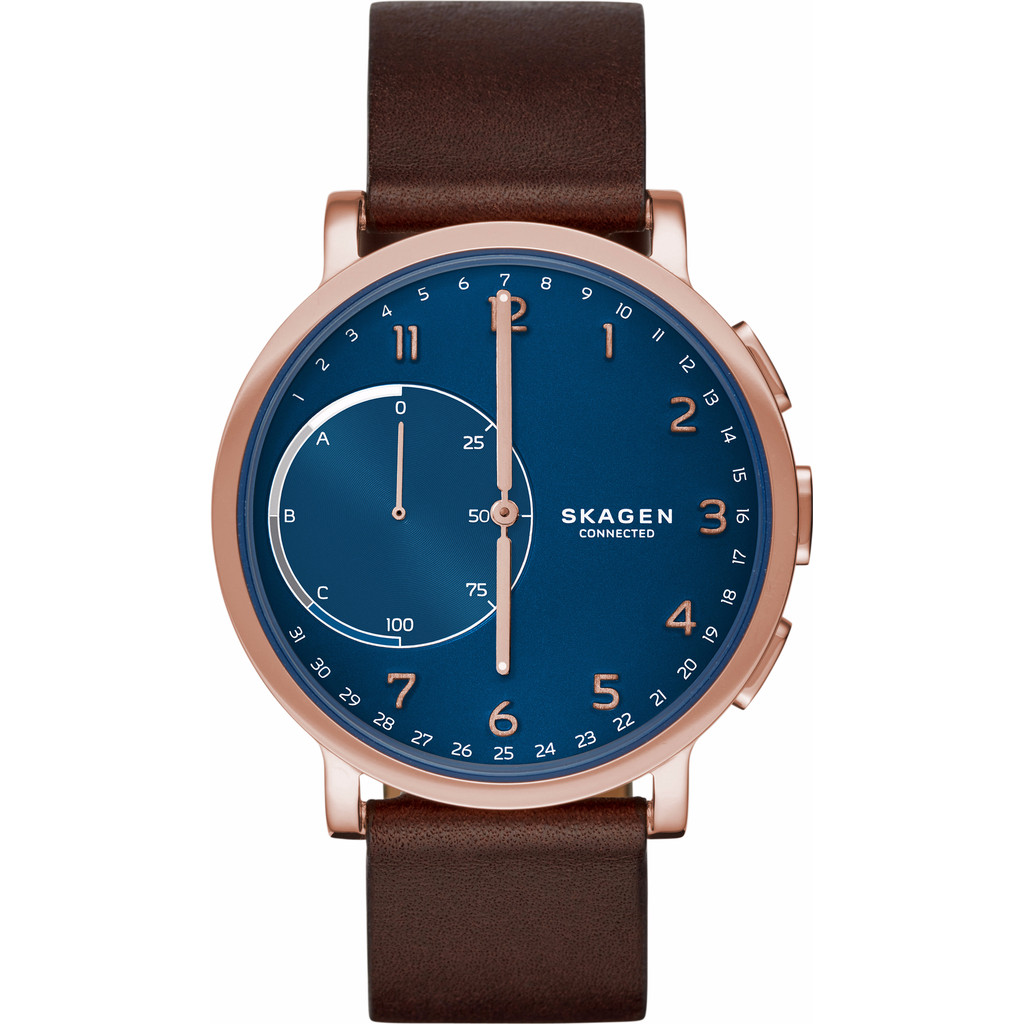 Skagen Hagen Connected Hybrid Rosé/Donkerbruin Leer