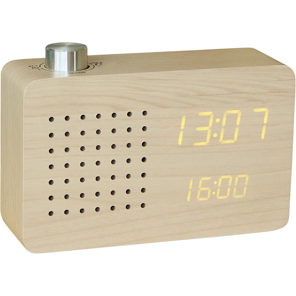 Gingko Radio Click Clock Beuken/Oranje