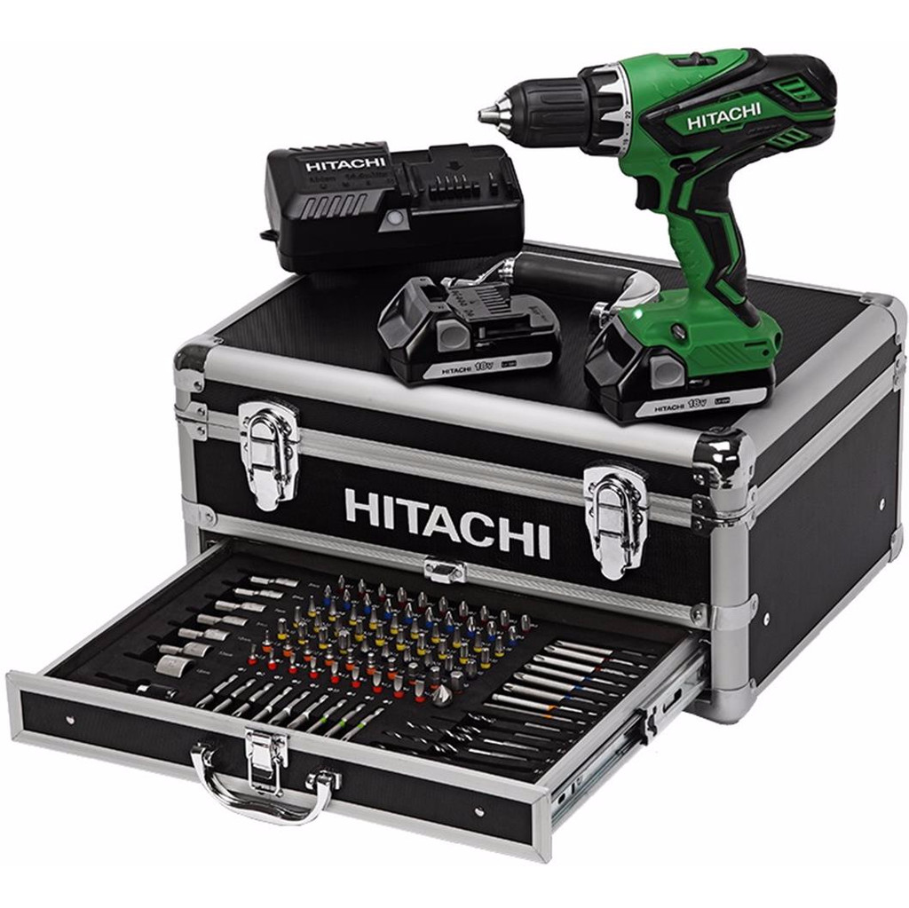 neerhalen pop Specialist Hitachi DS18DJL(LC) / (WK) 18V Li-Ion accu boor-/schroefmachine set (2x  1.5Ah accu) in koffer incl. 100 delige accessoire set - Grasmaaiers.shop
