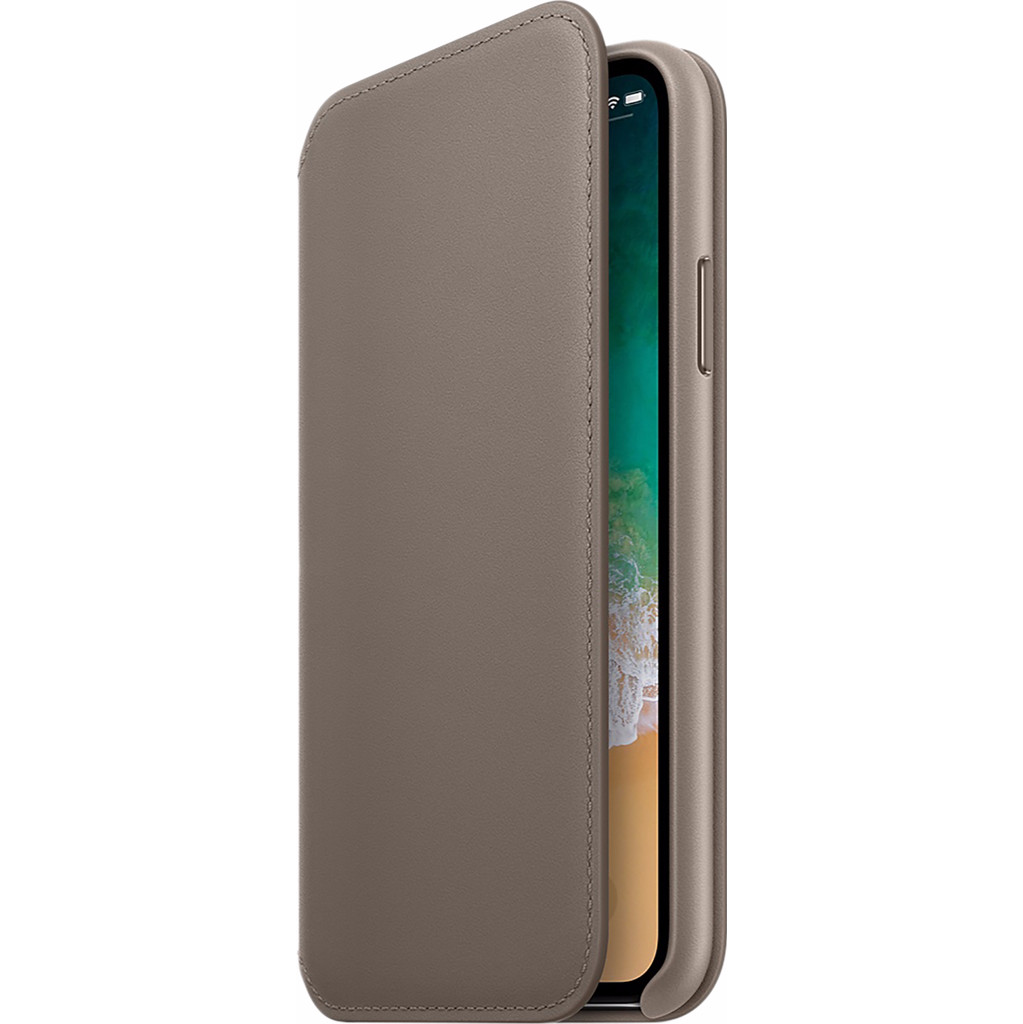 Apple Iphone X Leather Folio Book Case Beige apple kopen in de aanbieding