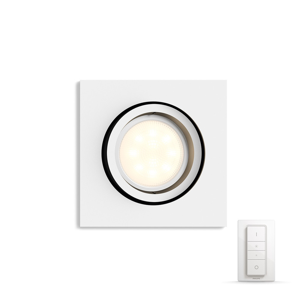 Philips Hue Milliskin Vierkant Wit Inclusief Dim Switch philips kopen in de aanbieding